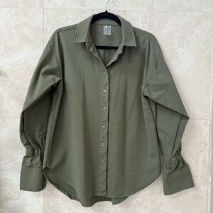 CALIA Olive Green Button Down Blouse Size Small Long Sleeve